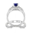 thumbnail image 3 of 1.25 Carat Antique Design Princess cut Sapphire and Diamond Bridal Ring Set in 14k White Gold sapphire & diamond engagement ring, 3 of 3