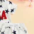 thumbnail image 5 of Toddler Boy 4th of July Outfit 4th of July Shorts Set Short Sleeve Bodysuit + Stars Stripe Short American Flag Summer Outfits,Blue, 5 of 6
