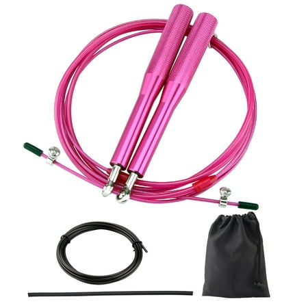 Jump Rope with Metal Ball Bearings Home Gym Speed Wire Cable for Cardio Fitness Workout (Hot Pink)Warehouse