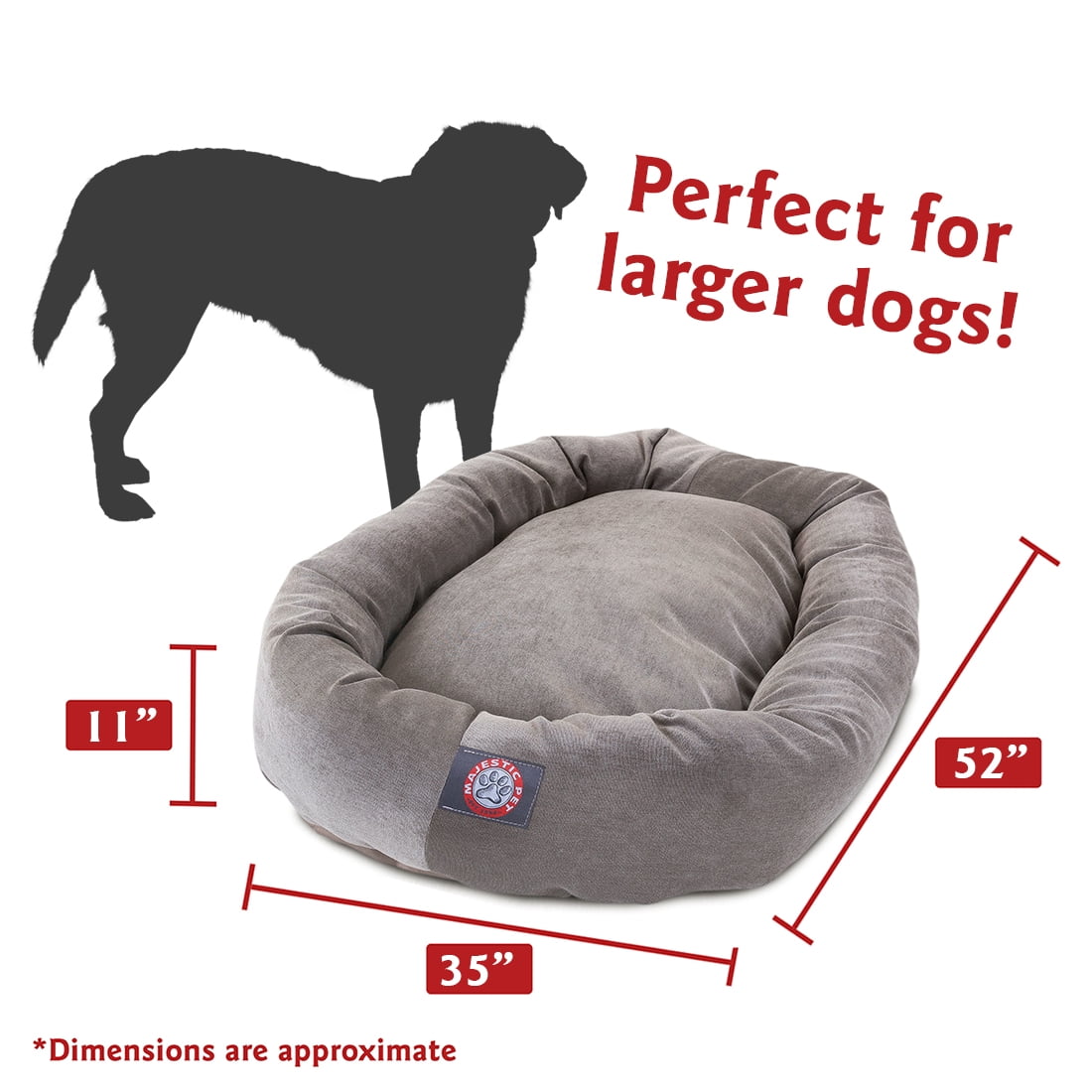 Majestic Pet Villa Velvet Bagel Pet Bed for Dogs, Calming Dog Bed Washable, Extra Large, Vintage