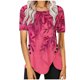 thumbnail image 1 of Blusas de Manga Corta para las Mujeres Botón Impreso Cuello Redondo Top Casual, Blusas para las Mujeres Casual, 1 of 5