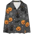 thumbnail image 4 of Top-kevin Womens Pajamas Set Stars Leaves Pattern Soft Long Sleeve Sleepwear Button Down Sets, 4 of 12