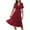Red, variant on Women's Summer Midi Dress V Neck Lace Up Short Sleeve Solid Dresses 2023 Tropical Beach Sundress