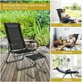 thumbnail image 4 of Costway 4PCS Patio Folding Dining Chair Ottoman Set Adjustable Back Camp Black, 4 of 10