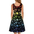 thumbnail image 3 of FKELYI Size XL Sleeveless Dresses for Women Stretchy Rainbow Heart Swing Skater Midi Dress Leisure Round Neck Tank Dress for Beach, 3 of 4