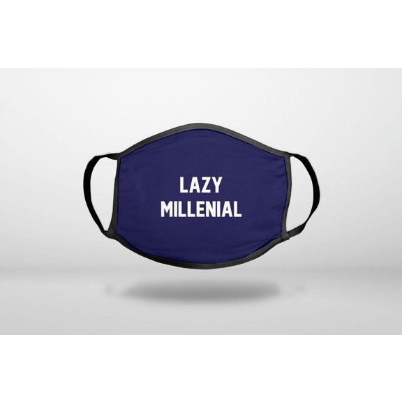 Lazy Millenial - Navy & White - 3-Ply Reusable Soft Cloth Face Covering, Unisex, Cotton Inner Layer