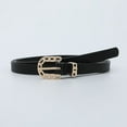 thumbnail image 4 of SWSMCLT Women's Skinny Faux Leather Cutout Slimming Buckle Belt For Dress Metal Thin Belt PU Elegant Thin D Ring Black One Size, 4 of 4