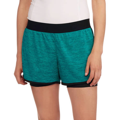 Danskin Now Womens Active 2fer Knit Running Shorts