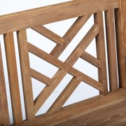 Ash & Ember Summit Grade A Teak 59 Cross Bench, Seats 2 People, Weather Resistant Solid Wood Patio Furniture, Crisscross Back Design with Tightly Spaced Slats