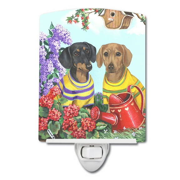 Dachshund Blooms Ceramic Night Light
