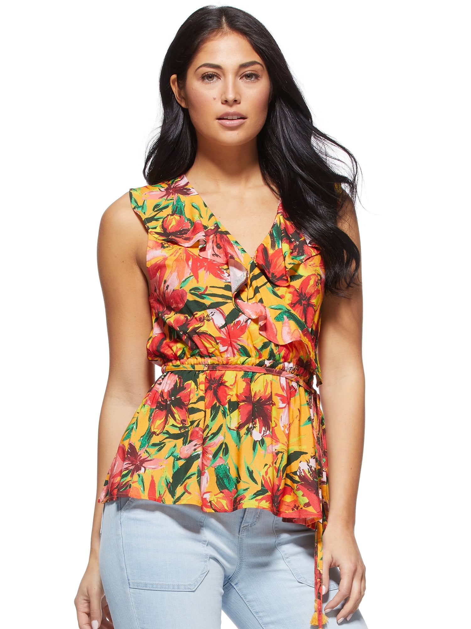 ruffle sleeve wrap top