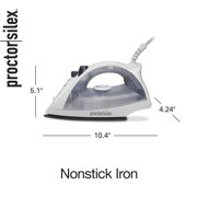 Proctor Silex Clothing Iron, Steam Iron for Clothes with Nonstick Soleplate, White