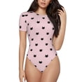 thumbnail image 1 of Junzan Justaucorps à Manches Courtes et Col Rond Imprimé Chat Mignon pour Femmes, T-shirt Mode Aguichant une Pièce Col Rond Justaucorps Aguichant pour Sortir - Très Grand, 1 of 7