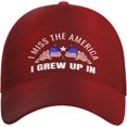 thumbnail image 2 of I Miss The America I Grew Up in Distressed Dad Hat Baseball Caps for Men 90s Washed Denim Adjustable Strapback Baseb, 2 of 7