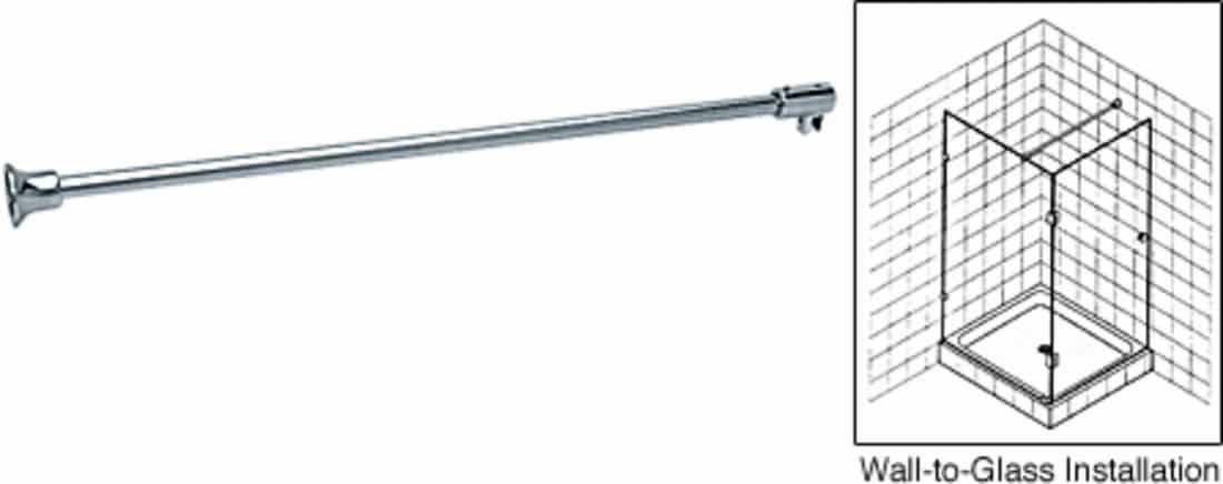 Crl Chrome Frameless Shower Door Fixed Panel Wall To Glass Support Bar For 3 8 1 2 Thick