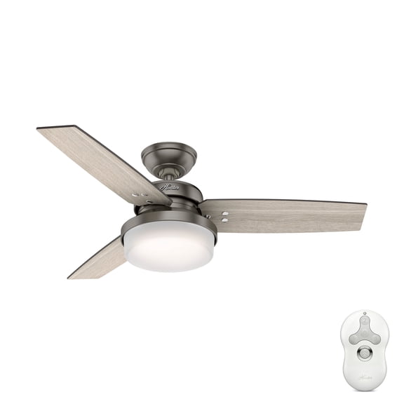 Hunter 44 inch Indoor Ceiling Fan with LED Light and Remote Control - Standard Mount Ceiling Fan, 3 Blades, For Bedroom, Living Room, or Kitchen - Sentinel 50393, Brushed Slate