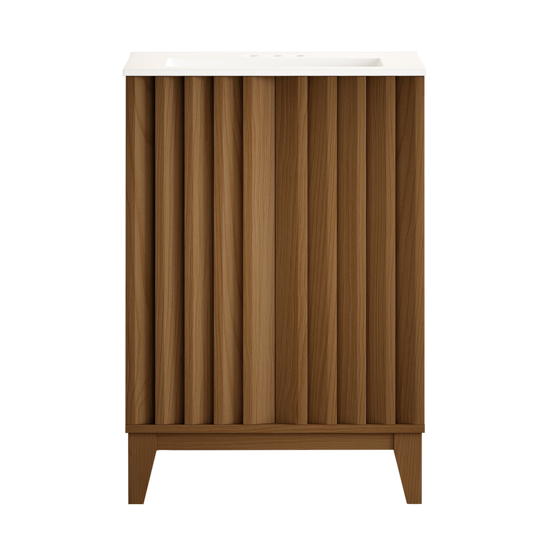 Troyes 24" Freestanding Bathroom Vanity in Brown Oak with 3-Hole Centerset Sink Top