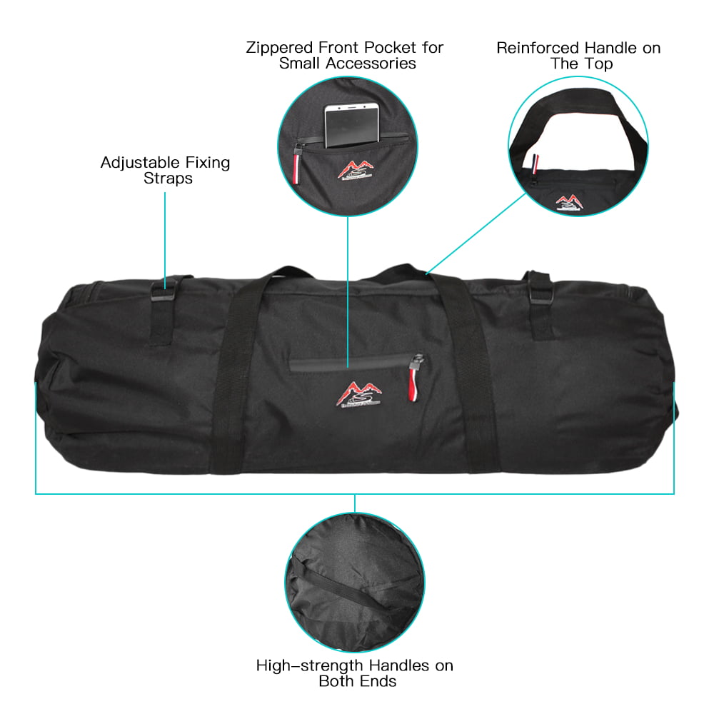 Prettyia Foldable Tent Pole Rod Bag Organizer Carry Ultra Lightweight Packable Camping Duffel Bag with Zipper Handy Carrier
