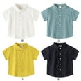 thumbnail image 2 of XBASW 2-8T Boys Henley Shirt Short Sleeve Summer Cotton Blouses Tops with Pocket Solid Color T-Shirt for Baby Toddler Kids, 2 of 10