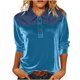 thumbnail image 1 of Camisetas de Manga Larga de Negocios Casual para las Mujeres Slim-Fitting Gold Velvet Denim Patchwork Pullover, Camisetas de Manga Larga de las Señoras para el Trabajo Diario de la Oficina, 1 of 7
