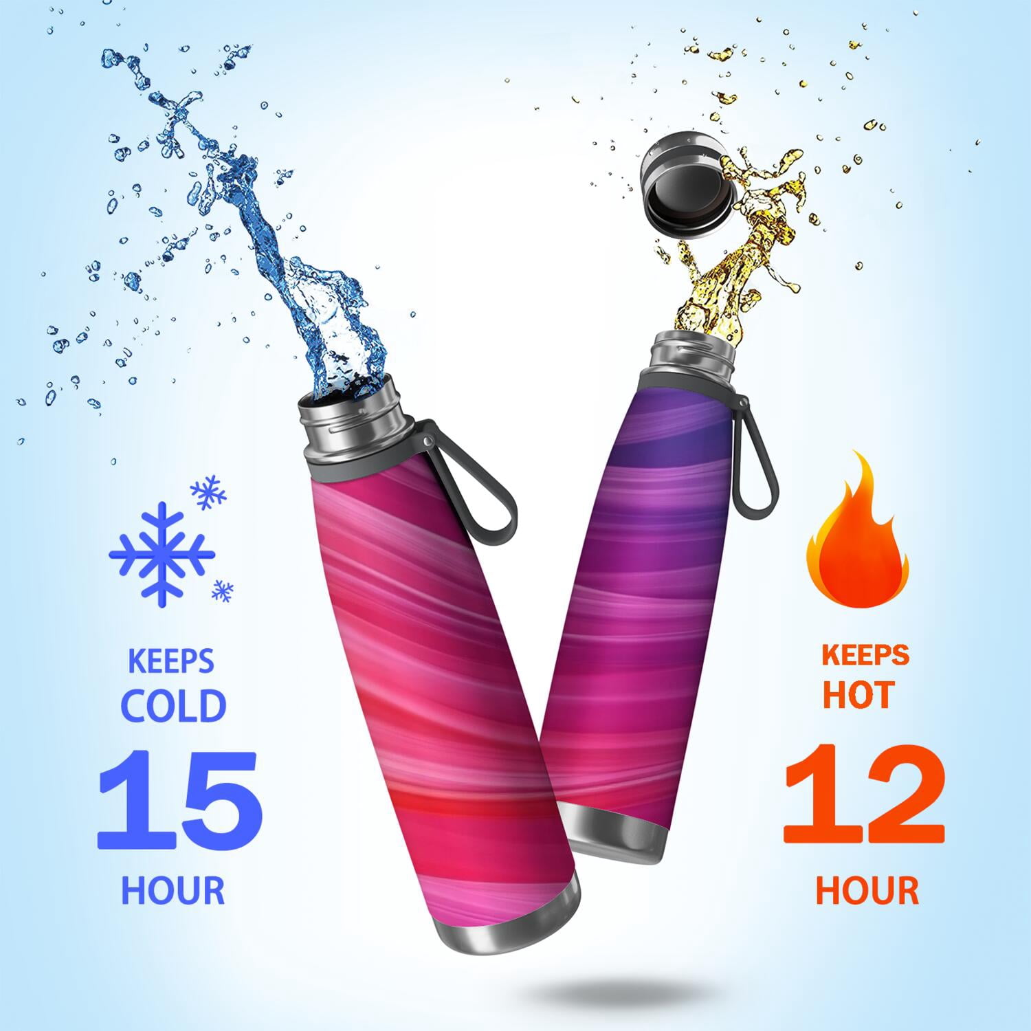29oz Insulated Water Bottle with Tea Infuser, Stainless Steel Travel Mug, Fluid Smoke Aurora Art Style