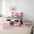 thumbnail image 5 of Homewish Kawaii Pink Ribbon Bedding Comforter Set 7pcs, Fashion Buffalo Plaid King Bedding Sets, Teens Kids Girls Reversible Bed Sheets, Luxury Bedroom Decor, 5 of 7