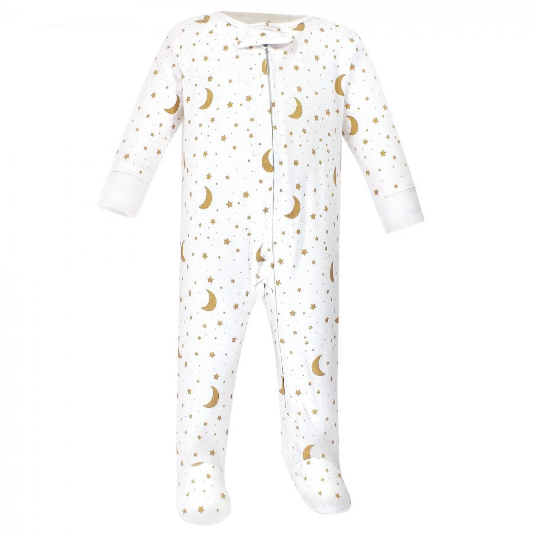 Hudson Baby Baby Cotton Zipper Sleep and Play 3pk, Navy Stars Moons, Preemie