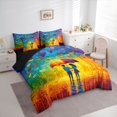 thumbnail image 3 of Feelyou Couple Anniversary Bedding Comforter Set 7pcs, Romantic Love Heart King Bedding Sets, Oil Printing Watercolor Reversible Bed Sheets, Luxury Bedroom Decor, 3 of 7