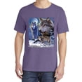 thumbnail image 2 of Wild Bobby, Wolves and The Moon in The Winter Night, Animal Lover, Garment-Dyed Washed Look Short Sleeve T-Shirt, Purple, X-Large, 2 of 3