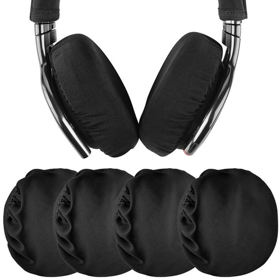 Geekria Flex Fabric Headphone Earpad Covers/Stretchable and Washable Sanitary Earcup Protectors. Fits 3"-4" Over-Ear Headset Ear Cushions/Good for Gym, Training (Black, 2 Pairs)