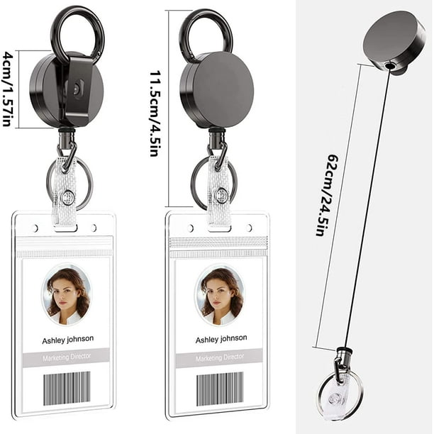 Heavy Duty Retractable Badge Holder Reel Metal ID Badge Holder with Belt Clip K Walmart