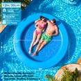 thumbnail image 3 of Pirecart Inflatable Water Hammock, Round Pool Floats for Lake River, Heavy Duty Swimming Platform for 2-3 Adults with Pump & Storage Bag, Blue, 3 of 10