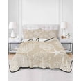 thumbnail image 2 of Quilts Twin-XL Size Bedding Set, Brown Beige Coastal Lightweight Quilted Comforter, Nautical Coral Starfish Shell Turtle Summer Soft Bedspread Coverlet with Pillow Covers for All Season, 68" x 98", 2 of 7