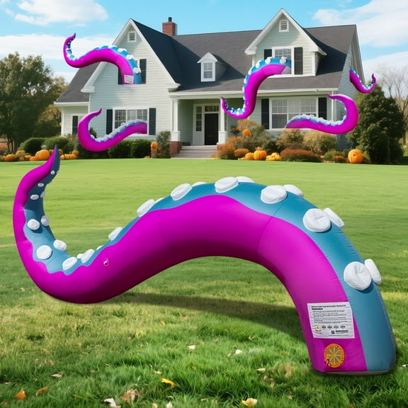 Wellcomer  10x8ft  Inflatable Tentacles with Color-changing LED & Built-in Blower - Halloween Outdoor Decor (1 Pc)