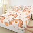 thumbnail image 3 of jejeloiu Cute Boho Rainbow Twin Sheet Sets,Cartoon Loves Pattern Twin Fitted Sheet,Orange Beige Flat Sheet For Girls Kids,Ultra Soft Home Decor,3pcs, 3 of 7