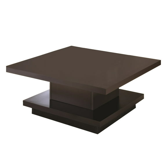 Benzara Contemporary Coffee Table With Storage Pedestal Base, Cappuccino Brown