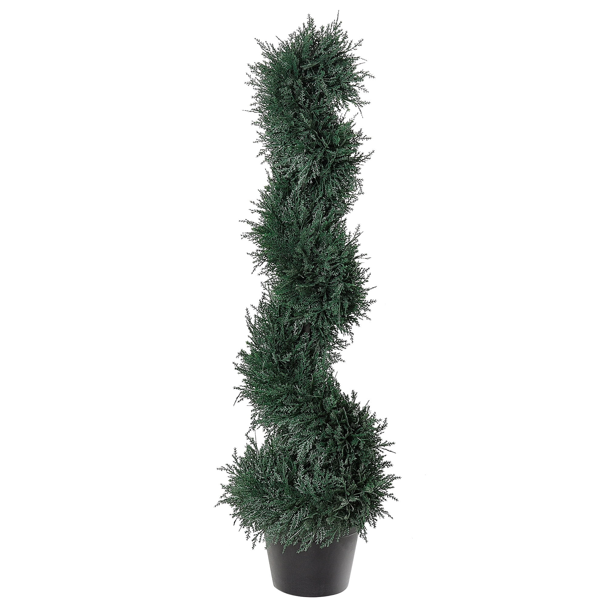 Silk Tree Warehouse Two 4 Foot 3 Inch Artificial Cypress Spiral Topiary Trees Potted Indoor or Outdoor