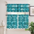 thumbnail image 2 of 3 Piece Kitchen Curtains and Valances Set Green Cafe Curtains 36 Inch Length Modern Geometric Fish Scale Abstract Moroccan Valance & Tier Curtain for Living Room Bedroom Window 54"x18"+27"x36"*2, 2 of 6