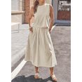 thumbnail image 5 of Womens 2 Piece Skirt Sets Summer Striped Sleeveless Tank Tops Midi Dress Travel Vacation Outfits Matching Sets, 5 of 6