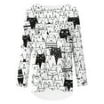 thumbnail image 2 of CLOOCL Oversized Women Blouse Animal Cartoon Cat Pattern 3D Print Loose Long Sleeve Casual Plus Size Tops, 2 of 6
