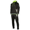 thumbnail image 2 of 9 Crowns Unique Two Piece Jacket  Hoodie Jogger and Pant Tracksuit Set (Black/Volt Tape, Small), 2 of 8