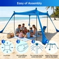thumbnail image 4 of Beach Canopy Beach Tent UPF50+ 10x10 FT Easy to Setup Extra Windproof Rope Sun Shelter Beach Shade Canopy with 4 Stability Poles Outdoor Shade for Beach Camping Family, 4 of 6