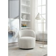 thumbnail image 4 of Swivel Barrel Chair, Modern Teddy Fabric Upholstered Accent Club Armchair with Metal Swivel Ring, Comfy Round Single Leisure Sofa Chair for Living Room Bedroom Office Coffee Shop, Ivory, 4 of 7