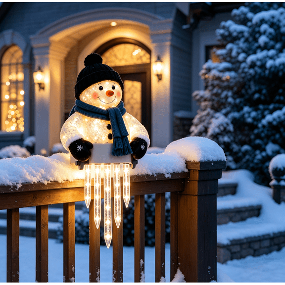 WinterGlow Snowman Icicle Light Decor Premium Acrylic Festive Light