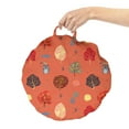 thumbnail image 2 of Cartoon Round Floor Cushion with Handle, Bear Holding Umbrella in a Rainy Autumn Forest Fall Trees Doodle, Pillow for Living Room & Dorms, 18" Round, Burnt Sienna and Multicolor, by Ambesonne, 2 of 4