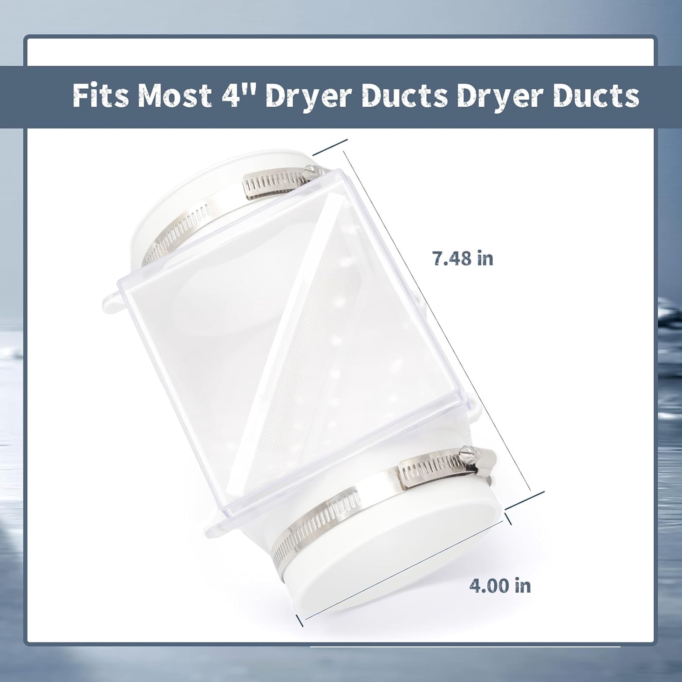 B4B Bang 4 Buck Dryer Duct Lint Trap PCLT4WZW Easy Clean - Secondary Dryer Lint Trap - 1-Pack White