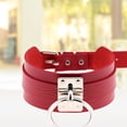 thumbnail image 3 of Collar gargantilla Minnieouse de cuero PU ancho gótico Punk para mujer con anillo de plata y rojo, 3 of 6