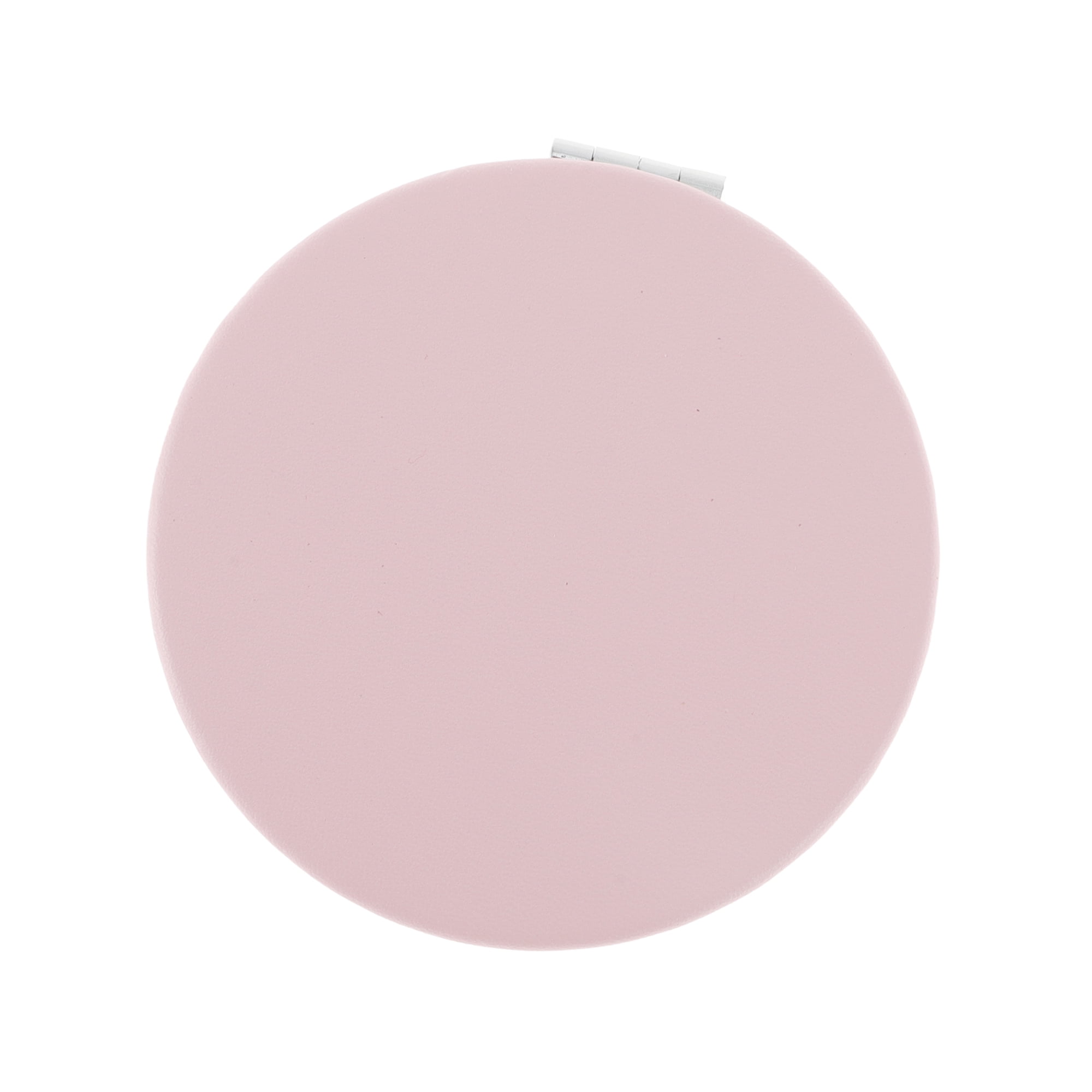 Unique Bargains 1 Pc Women Round Solid Color Makeup Mirror for Travel Pink
