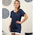 thumbnail image 3 of Doublju Women's Short Sleeve Round Neck Pajama Sleepwear 2 pcs Set (Plus Size Available), 3 of 5