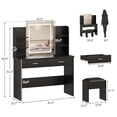thumbnail image 4 of Vanity Desk with Lighted Mirror&Power Outlet Makeup Vanity Set with Cushioned Stool Ample Storage Space for Bedroom Living Room, 4 of 7